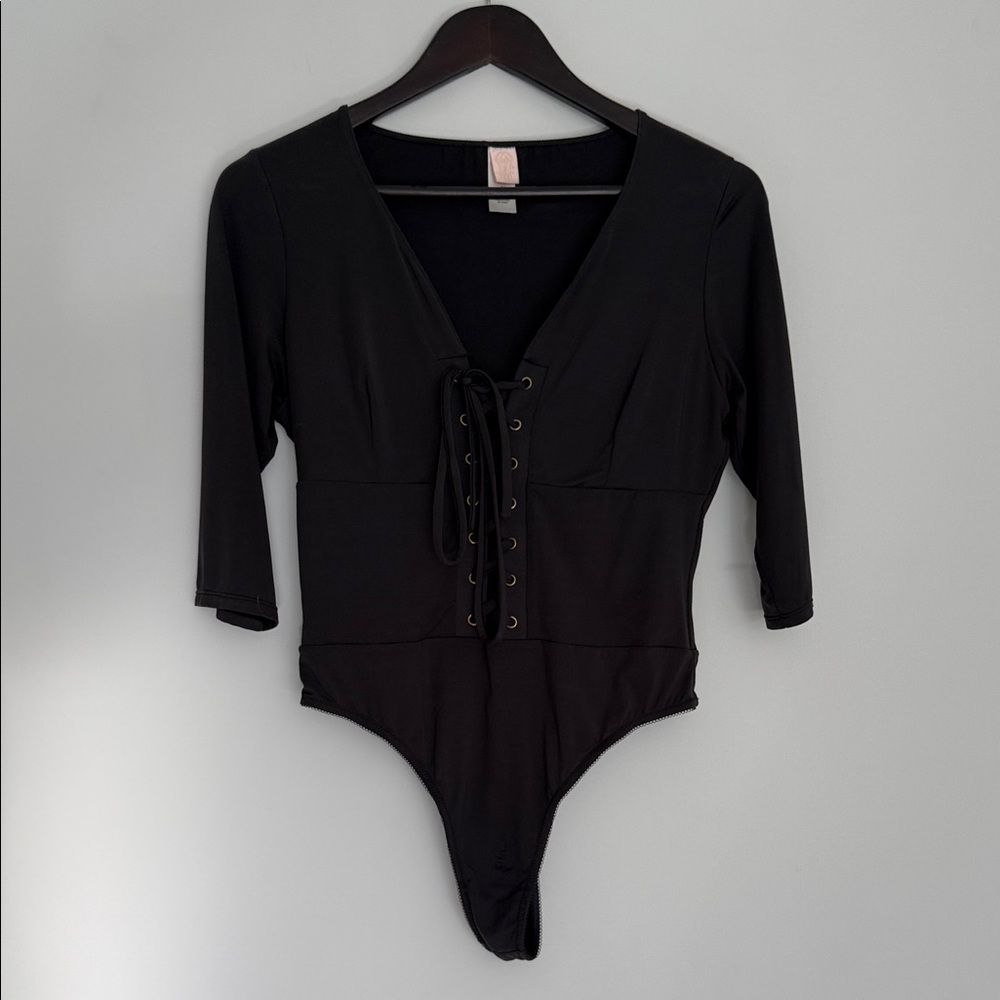 Black Lace-Up Bodysuit